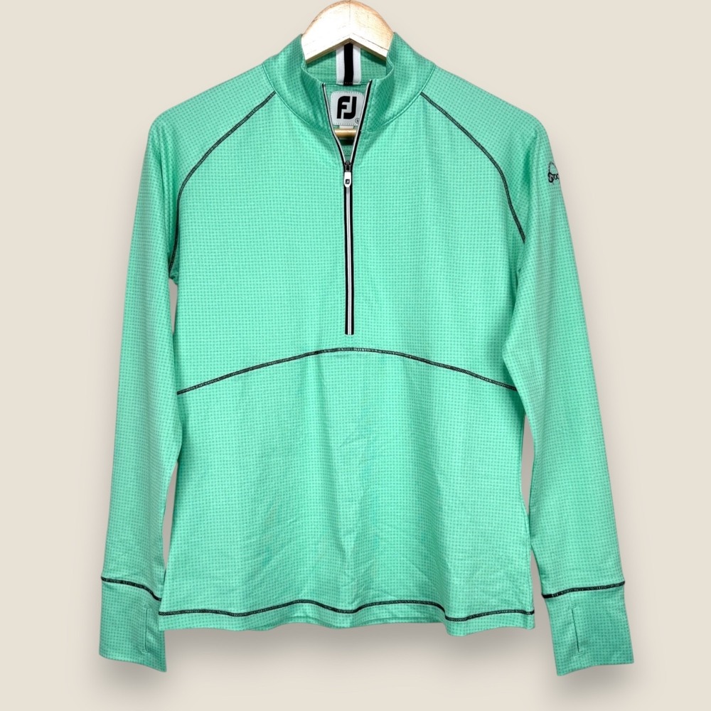 Stock Farm Club FootJoy Mid Layer Pullover Tonal Dot Jersey Women Small Green